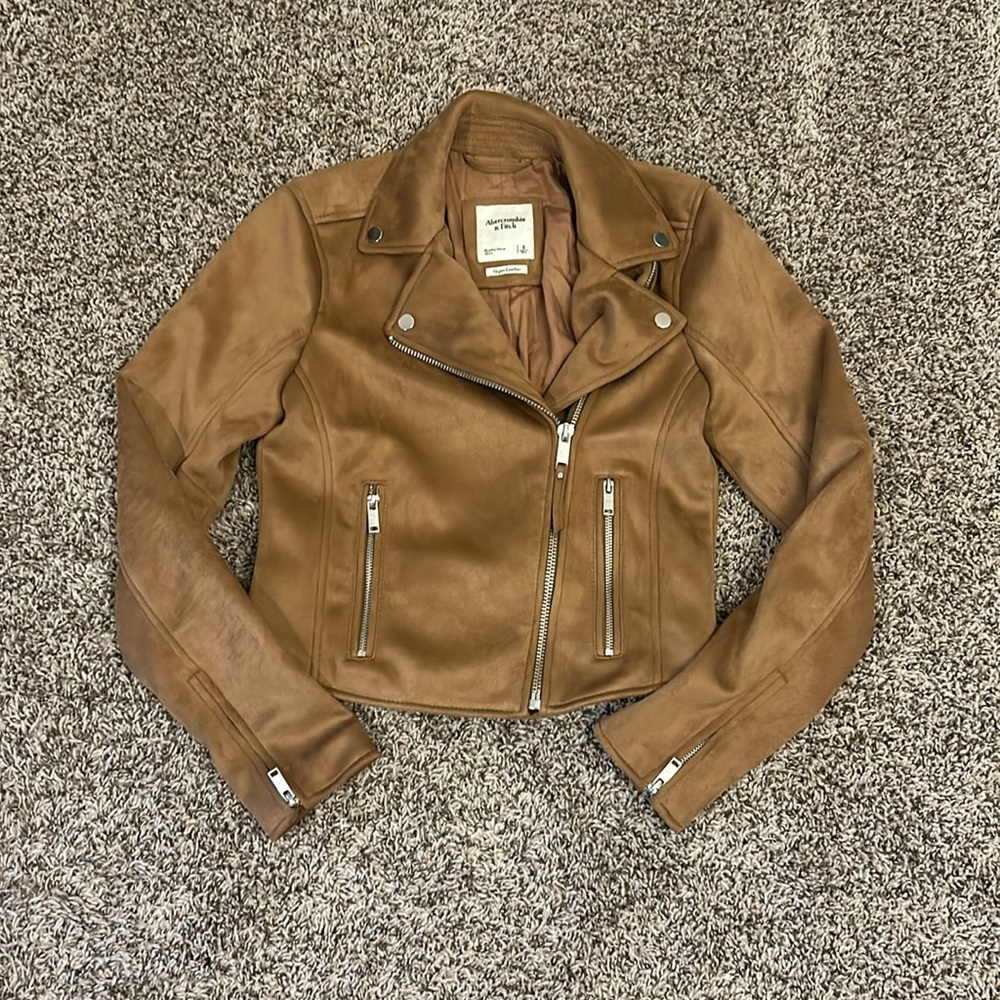 Abercrombie & Fitch Vegan Leather Suede Jacket Women’s Size Small - Picture 16 of 16